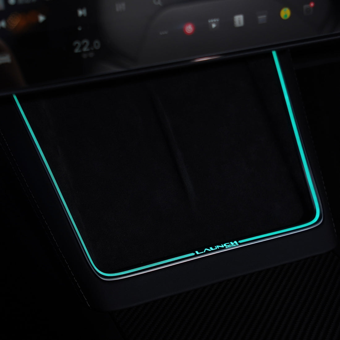 Laser-Carved Ambient Light for Model Y Juniper Wireless Charging Port | TESERY: Complete EV Owner's Guide