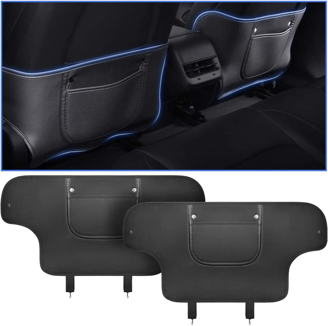 Seat Back Kick Protector for Model 3/Y | Storage Pockets | Easy Clean | TESERY: Complete EV Owner's Guide