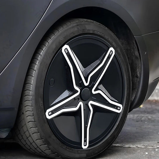 Starfish Style ABS Hubcaps for Model 3/Y | 18"/19" | 4-Piece Set | 2 Colors | Full Edge Coverage | Snap-On Install