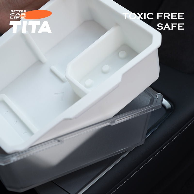 TITA Center Console Storage Box for Model 3/Y | Drawer Design | Food-Grade Silicone | 3 Colors